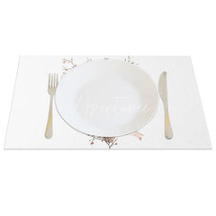 Aperturee - Aperturee Wooden Cross Pink Floral Set of 4 Placemats Elegant Flower Ribbon Religious Table Mats Baptism Confirmation Decor