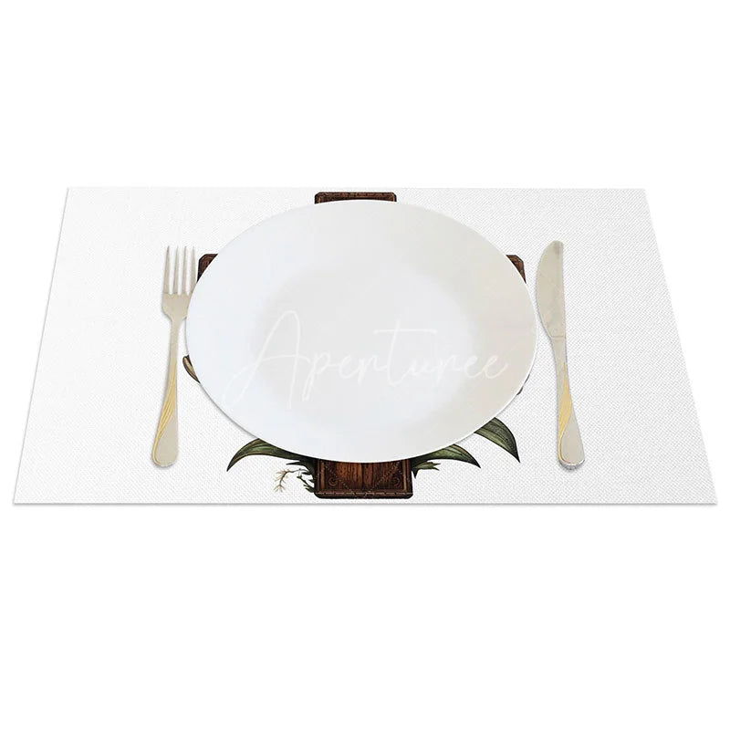 Aperturee - Aperturee Wooden Cross Set of 4 Placemats White Lily Flower Religious Christian Holiday Table Mats