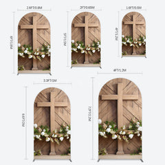 Aperturee - Aperturee Wooden Cross White Floral Spring Easter Arch Backdrop