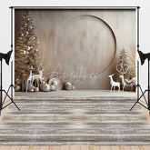 Aperturee Aperturee Wooden Floor Elk Trees Christmas Combo Set Backdrop