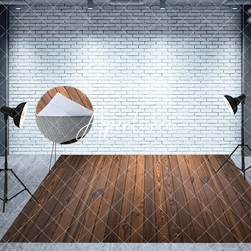 Aperturee - Aperturee Wooden Floor Mural Wall Christmas Room Set Backdrop