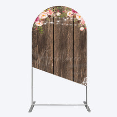 Aperturee - Aperturee Wooden Floral Lace Pattern Wedding Arch Backdrop