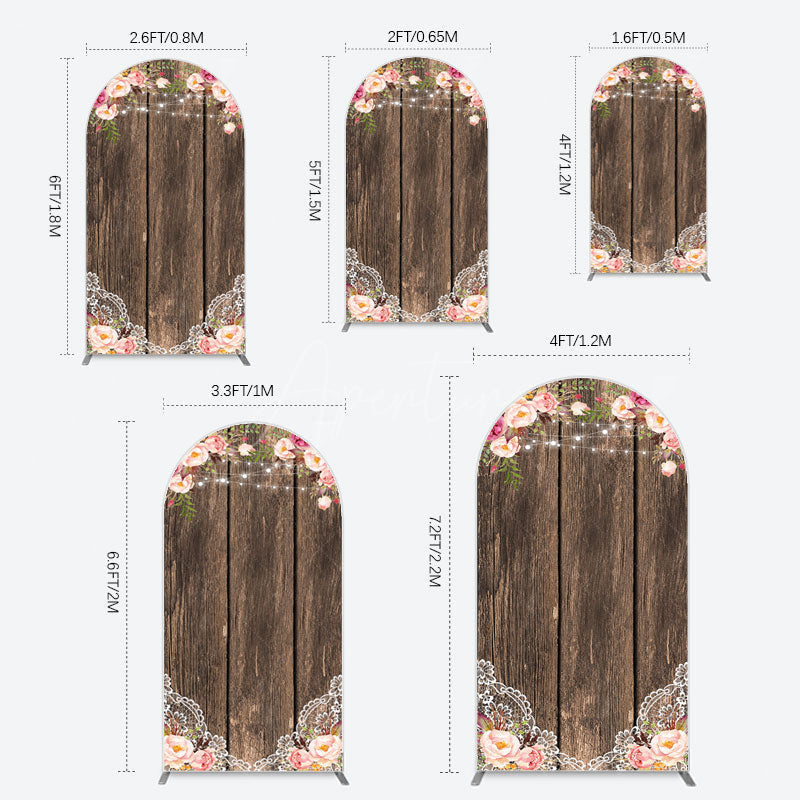 Aperturee - Aperturee Wooden Floral Lace Pattern Wedding Arch Backdrop