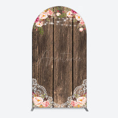 Aperturee - Aperturee Wooden Floral Lace Pattern Wedding Arch Backdrop