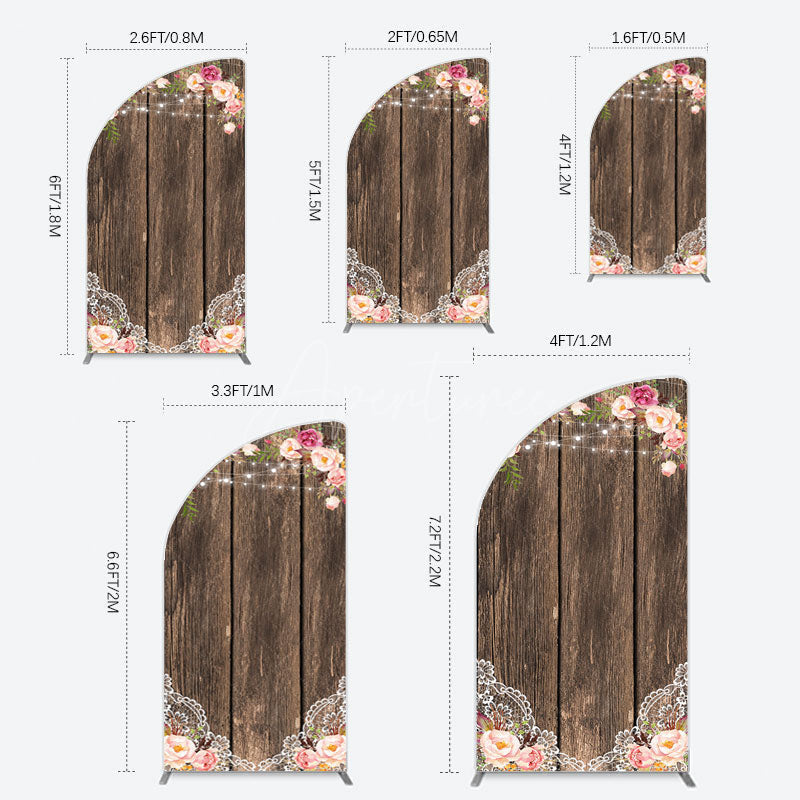 Aperturee - Aperturee Wooden Floral Lace Pattern Wedding Half Moon Arch Backdrop