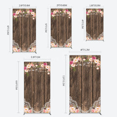 Aperturee - Aperturee Wooden Floral Lace Pattern Wedding Rectangle Backdrop