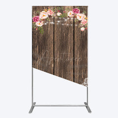 Aperturee - Aperturee Wooden Floral Lace Pattern Wedding Rectangle Backdrop
