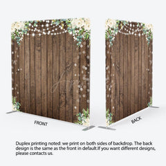 Aperturee - Aperturee Wooden Floral Lights Bokeh Square Tension Backdrop