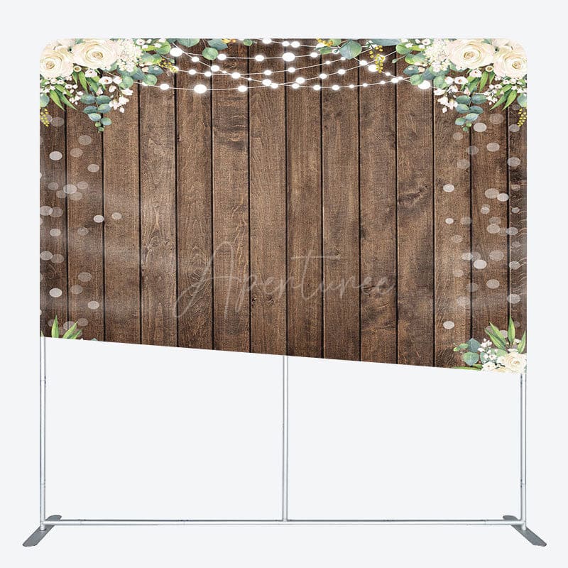 Aperturee - Aperturee Wooden Floral Lights Bokeh Square Tension Backdrop