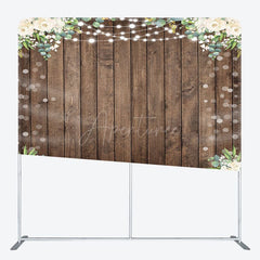 Aperturee - Aperturee Wooden Floral Lights Bokeh Square Tension Backdrop