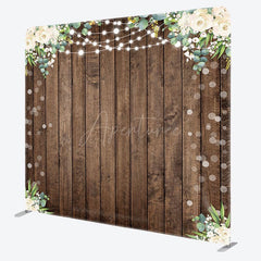 Aperturee - Aperturee Wooden Floral Lights Bokeh Square Tension Backdrop