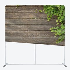 Aperturee - Aperturee Wooden Green Plants Wedding Square Tension Backdrop
