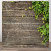 Aperturee - Aperturee Wooden Green Plants Wedding Square Tension Backdrop