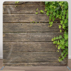 Aperturee - Aperturee Wooden Green Plants Wedding Square Tension Backdrop