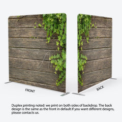 Aperturee - Aperturee Wooden Green Plants Wedding Square Tension Backdrop
