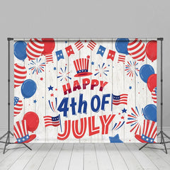 Aperturee - Aperturee Wooden Happy 4th Of July Balloon Flag Photo Backdrop
