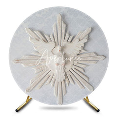 Aperturee - Aperturee Wooden Holy Spirit Pigeon Round Baptism Backdrop