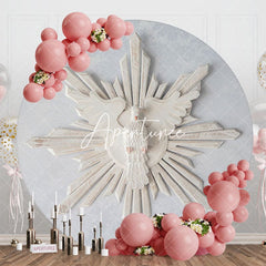 Aperturee - Aperturee Wooden Holy Spirit Pigeon Round Baptism Backdrop