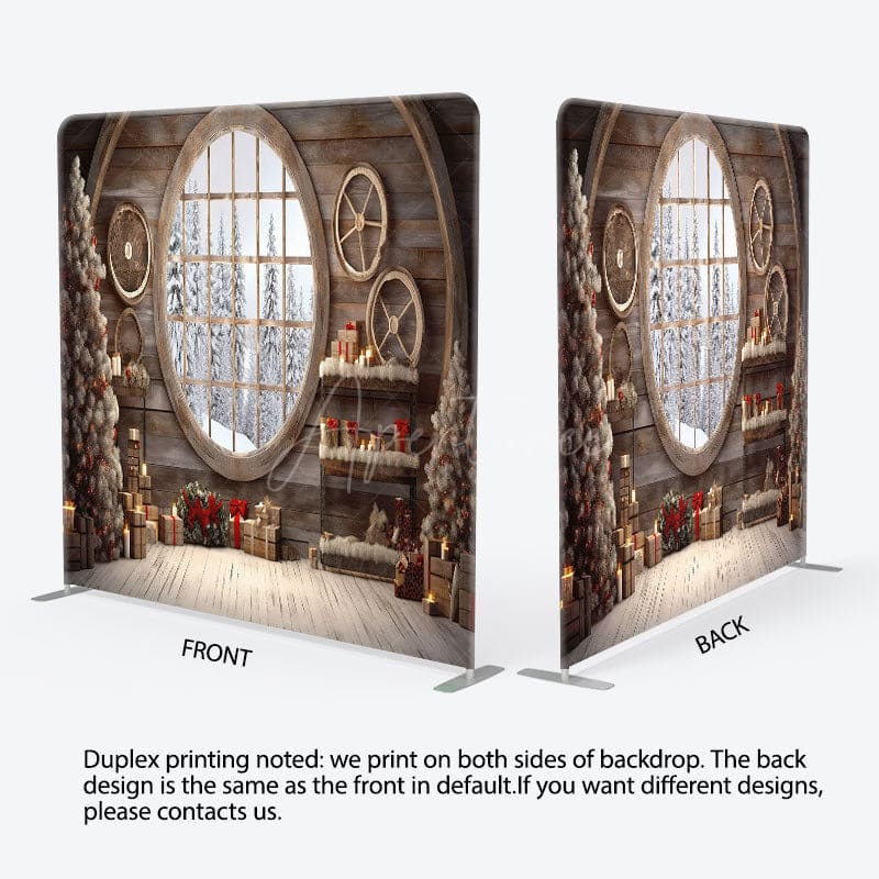 Aperturee - Aperturee Wooden House Scenery Christmas Pillow Case Backdrop