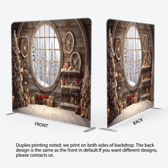 Aperturee - Aperturee Wooden House Scenery Christmas Pillow Case Backdrop