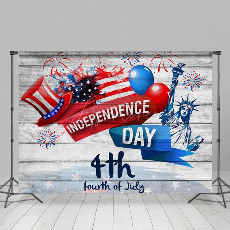 Aperturee - Aperturee Wooden Independence Day Balloon Celebration Backdrop