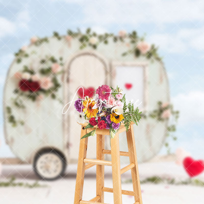 Aperturee - Aperturee Wooden Motorhome Blue Sky Valentines Day Backdrop
