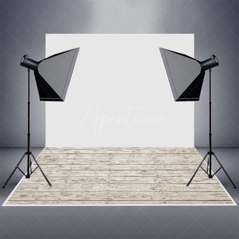 Aperturee - Aperturee Wooden Patterns White Rubber Floor Mat For Photo