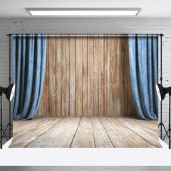 Aperturee - Aperturee Wooden Stage Old Style Curtain Photography Backdrop