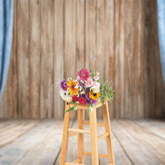 Aperturee - Aperturee Wooden Stage Old Style Curtain Photography Backdrop