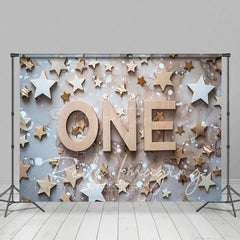 Aperturee - Aperturee Wooden Stars First Birthday Cake Smash Photo Backdrop
