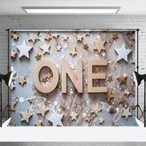 Aperturee - Aperturee Wooden Stars First Birthday Cake Smash Photo Backdrop