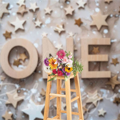 Aperturee - Aperturee Wooden Stars First Birthday Cake Smash Photo Backdrop