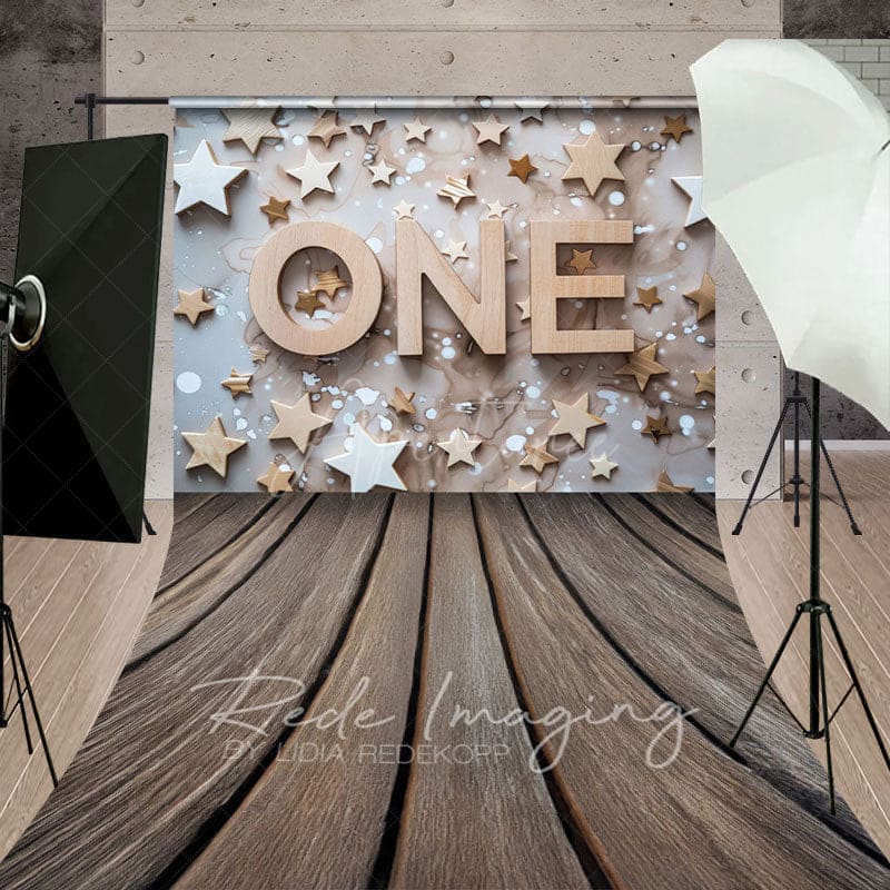 Aperturee - Aperturee Wooden Stars First Birthday Cake Smash Sweep Backdrop