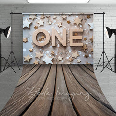Aperturee - Aperturee Wooden Stars First Birthday Cake Smash Sweep Backdrop