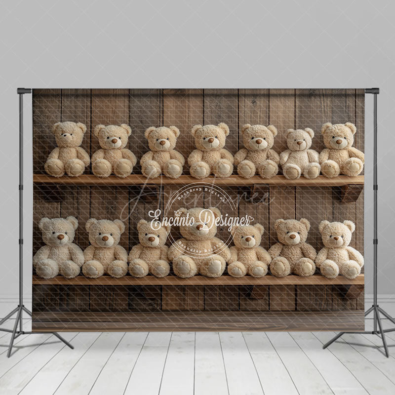 Aperturee - Aperturee Wooden Wall Shelves Teddy Bear Cake Smash Backdrop