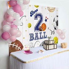 Aperturee - Aperturee Wooden Wall Sports Born 2 Ball Boys Birthday Backdrop