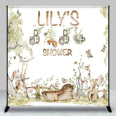 Aperturee - Aperturee Woodland Animals and Floral Custom Backdrop Baby Shower Party Decor for Personalized Celebration