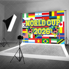 Aperturee - Aperturee World Cup 2026 Soccer Theme Holiday Backdrop International Sports Party Decoration