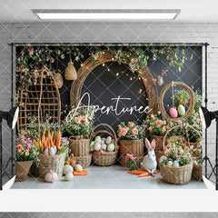 Aperturee - Aperturee Woven Basket Floral Bunny Easter Room Set Backdrop