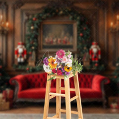 Aperturee - Aperturee Wreath Luxury Vintage Wall Sofa Christmas Backdrop