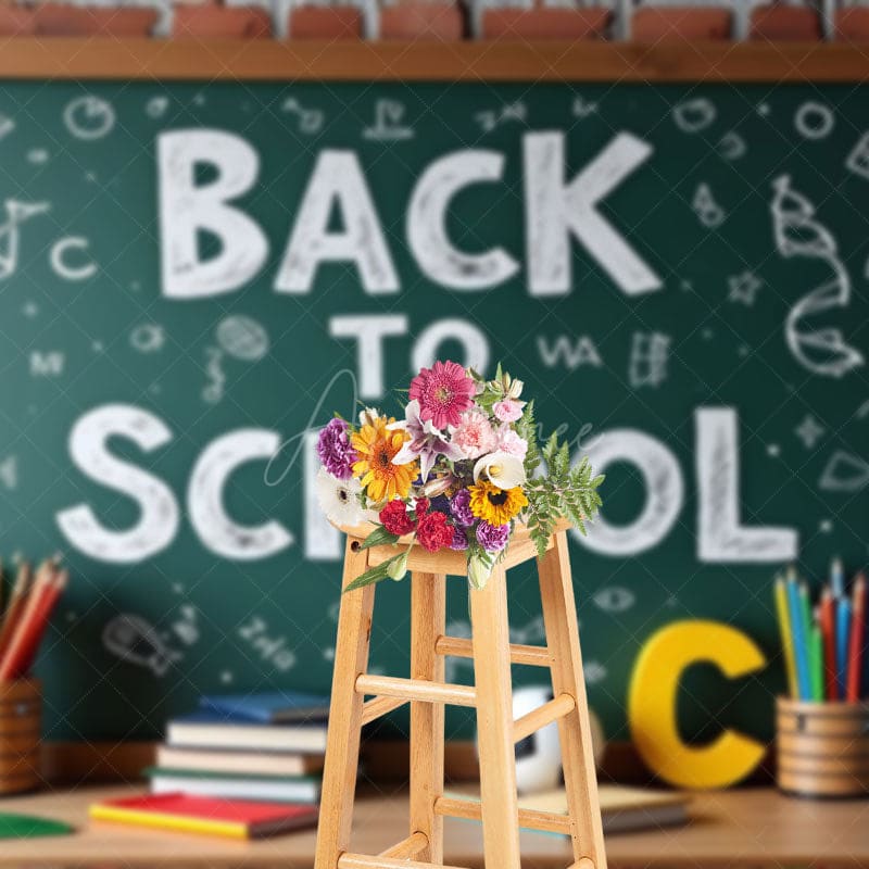 Aperturee - Aperturee Writing Back To School Blackboard Brick Backdrop