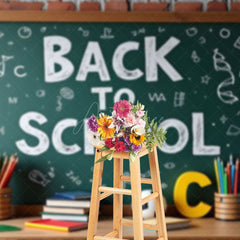 Aperturee - Aperturee Writing Back To School Blackboard Brick Backdrop