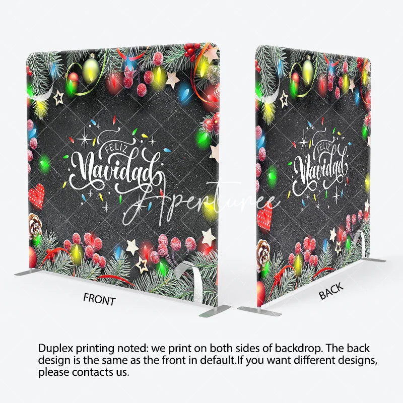 Aperturee - Aperturee Xmas Leaf Feliz Navidad Festive Pillow Case Backdrop