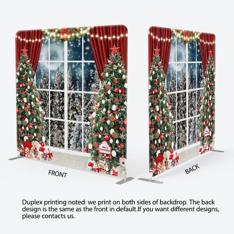 Aperturee - Aperturee Xmas Tree Curtain Window Moon Pillow Case Backdrop