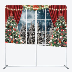 Aperturee - Aperturee Xmas Tree Curtain Window Moon Pillow Case Backdrop