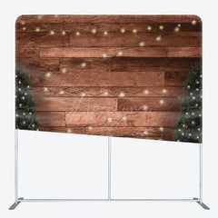 Aperturee - Aperturee Xmas Tree Lights Warm Wooden Pillow Cover Backdrop