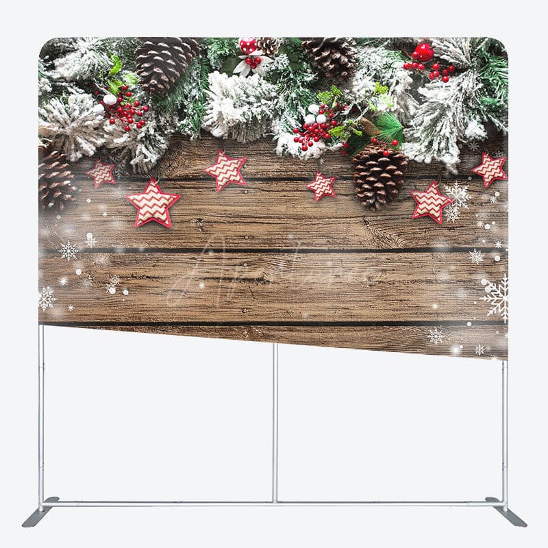 Aperturee - Aperturee Xmas Tree Star Wood Floor Double-Sided Square Backdrop