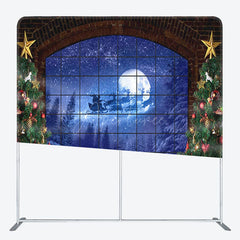 Aperturee - Aperturee Xmas Trees Deers Gifts Window Sky Christmas Backdrop