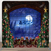 Aperturee - Aperturee Xmas Trees Deers Gifts Window Sky Christmas Backdrop