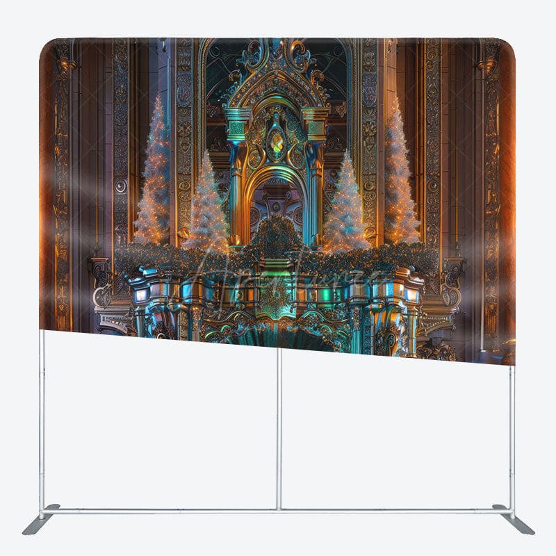 Aperturee - Aperturee Xmas Trees Gold Wall Fireplace Pillow Case Backdrop